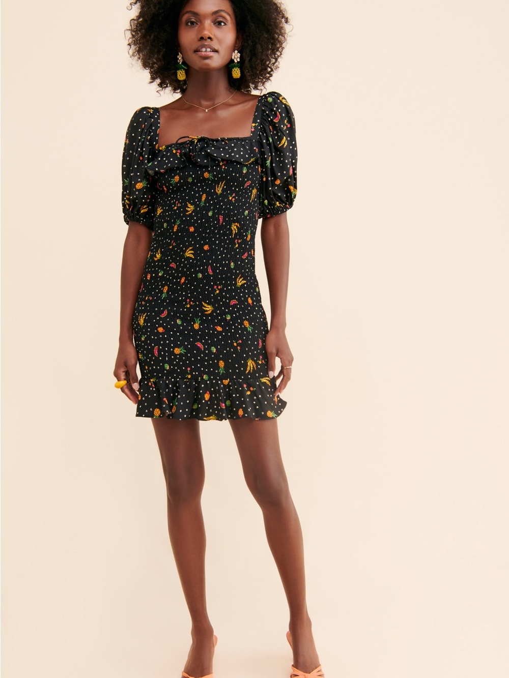 FARM Rio Tiny Fruits Smocked Mini Dress